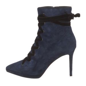 Christian Louboutin Circus Nana 100 Navy Suede velvet Lace-Up Boots Sz 41